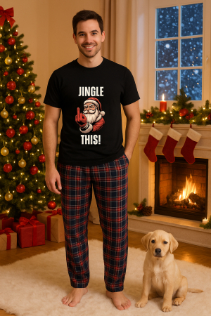 Pijamale barbati - Set pijamale barbati bumbac Colectia Christmas, sarbatori de Craciun