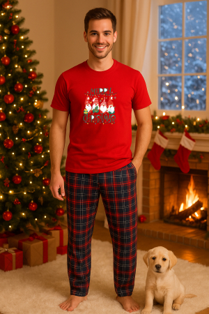 Pijamale barbati - Set pijamale barbati bumbac Colectia Christmas, sarbatori de Craciun