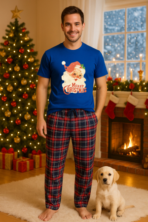 Pijamale barbati - Set pijamale barbati bumbac Colectia Christmas, sarbatori de Craciun