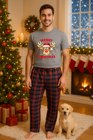 Pijamale barbati - Set pijamale barbati bumbac Colectia Christmas, sarbatori de Craciun