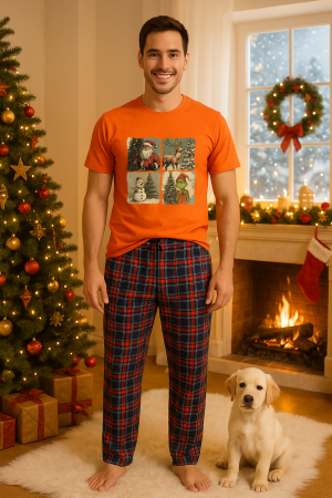 Pijamale barbati - Set pijamale barbati bumbac Colectia Christmas, sarbatori de Craciun