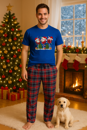 Pijamale barbati - Set pijamale barbati bumbac Colectia Christmas, sarbatori de Craciun