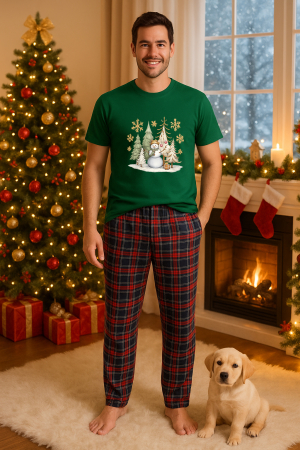 Pijamale barbati - Set pijamale barbati bumbac Colectia Christmas, sarbatori de Craciun