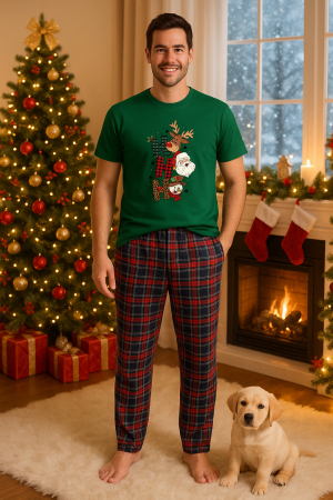 Pijamale barbati - Set pijamale barbati bumbac Colectia Christmas, sarbatori de Craciun