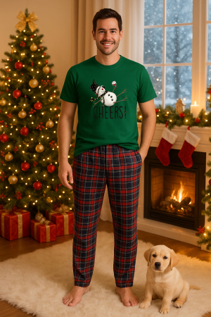 Pijamale barbati - Set pijamale barbati bumbac Colectia Christmas, sarbatori de Craciun