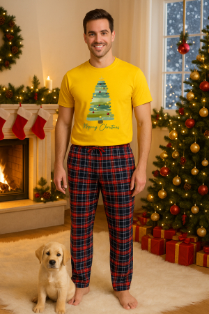 Pijamale barbati - Set pijamale barbati bumbac Colectia Christmas, sarbatori de Craciun