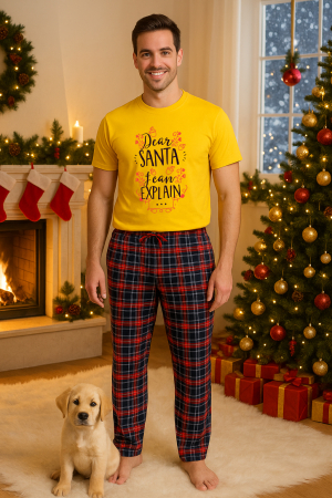 Pijamale barbati - Set pijamale barbati bumbac Colectia Christmas, sarbatori de Craciun