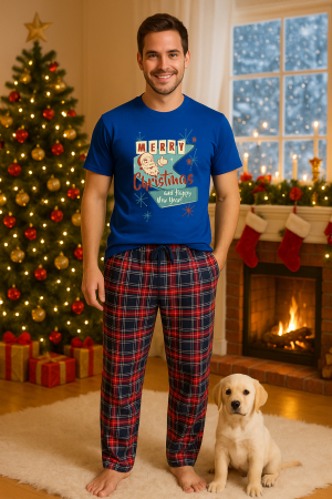 Pijamale barbati - Set pijamale barbati bumbac Colectia Christmas, sarbatori de Craciun