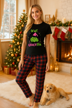 Pijamale femei - Set pijamale femei bumbac Colectia Grinch Christmas, sarbatori de Craciun