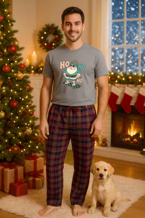 Pijamale barbati - Set pijamale barbati bumbac Colectia Christmas, sarbatori de Craciun