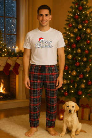 Pijamale barbati - Set pijamale barbati bumbac Colectia Christmas, sarbatori de Craciun