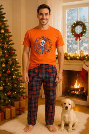 Pijamale barbati - Set pijamale barbati bumbac Colectia Christmas, sarbatori de Craciun