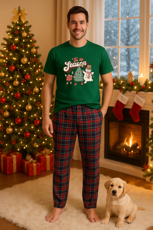 Pijamale barbati - Set pijamale barbati bumbac Colectia Christmas, sarbatori de Craciun