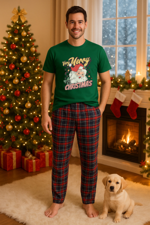 Pijamale barbati - Set pijamale barbati bumbac Colectia Christmas, sarbatori de Craciun