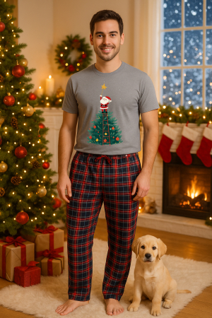 Pijamale barbati - Set pijamale barbati bumbac Colectia Christmas, sarbatori de Craciun