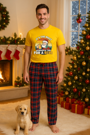 Pijamale barbati - Set pijamale barbati bumbac Colectia Christmas, sarbatori de Craciun