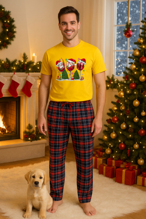 Pijamale barbati - Set pijamale barbati bumbac Colectia Christmas, sarbatori de Craciun