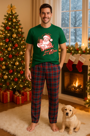 Pijamale barbati - Set pijamale barbati bumbac Colectia Christmas, sarbatori de Craciun