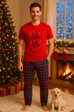 Pijamale barbati - Set pijamale barbati bumbac Colectia Christmas, sarbatori de Craciun