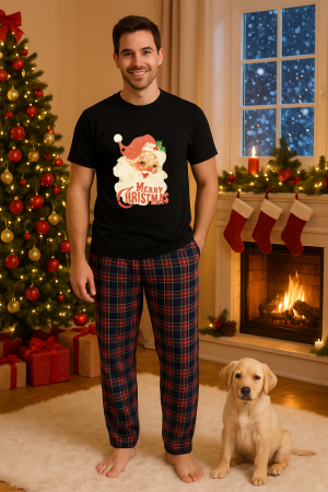 Pijamale barbati - Set pijamale barbati bumbac Colectia Christmas, sarbatori de Craciun