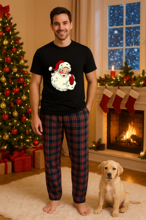 Pijamale barbati - Set pijamale barbati bumbac Colectia Christmas, sarbatori de Craciun