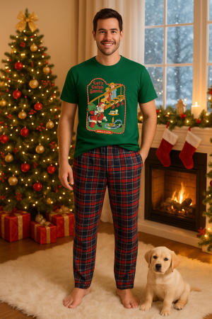 Pijamale barbati - Set pijamale barbati bumbac Colectia Christmas, sarbatori de Craciun