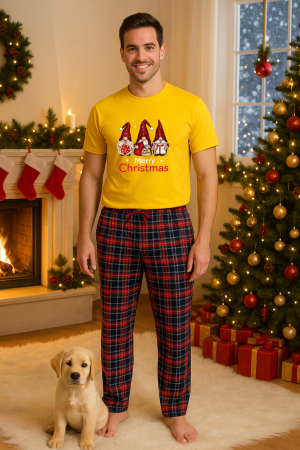 Pijamale barbati - Set pijamale barbati bumbac Colectia Christmas, sarbatori de Craciun