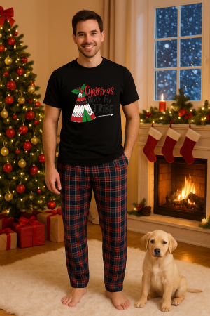 Pijamale barbati - Set pijamale barbati bumbac Colectia Christmas, sarbatori de Craciun