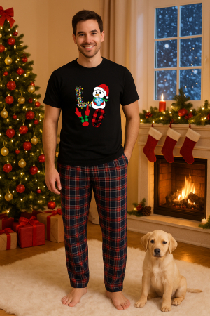 Pijamale barbati - Set pijamale barbati bumbac Colectia Christmas, sarbatori de Craciun