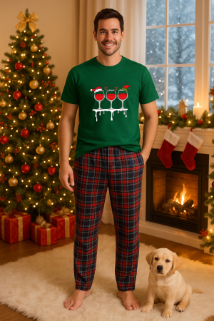 Pijamale barbati - Set pijamale barbati bumbac Colectia Christmas, sarbatori de Craciun