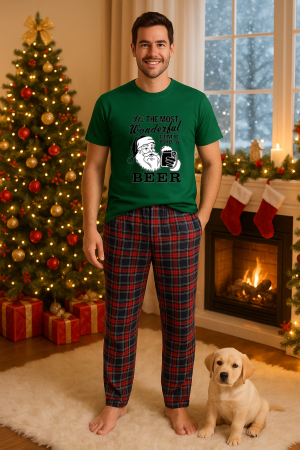 Pijamale barbati - Set pijamale barbati bumbac Colectia Christmas, sarbatori de Craciun