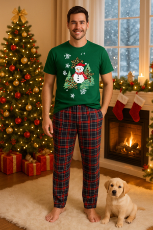 Pijamale barbati - Set pijamale barbati bumbac Colectia Christmas, sarbatori de Craciun