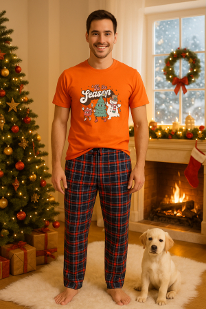 Pijamale barbati - Set pijamale barbati bumbac Colectia Christmas, sarbatori de Craciun