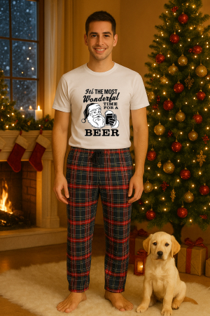 Pijamale barbati - Set pijamale barbati bumbac Colectia Christmas, sarbatori de Craciun