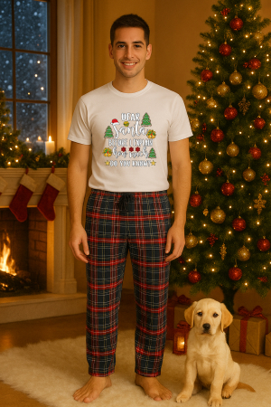 Pijamale barbati - Set pijamale barbati bumbac Colectia Christmas, sarbatori de Craciun