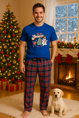 Pijamale barbati - Set pijamale barbati bumbac Colectia Christmas, sarbatori de Craciun