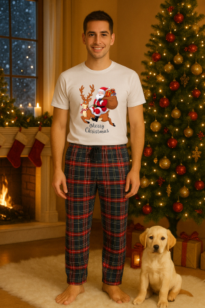 Pijamale barbati - Set pijamale barbati bumbac Colectia Christmas, sarbatori de Craciun