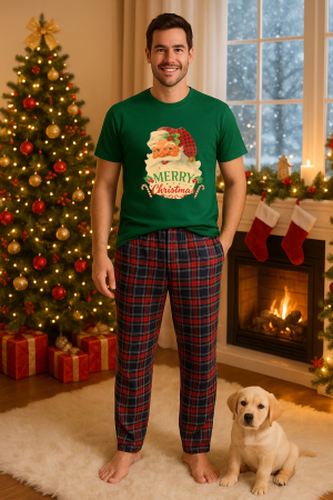 Pijamale barbati - Set pijamale barbati bumbac Colectia Grinch Christmas, sarbatori de Craciun