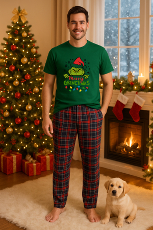 Pijamale barbati - Set pijamale barbati bumbac Colectia Christmas, sarbatori de Craciun