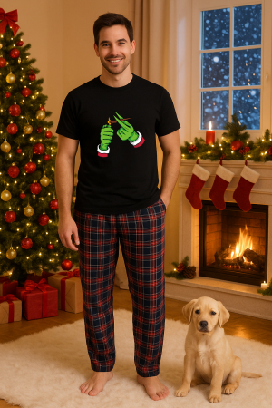 Pijamale barbati - Set pijamale barbati bumbac Colectia Christmas, sarbatori de Craciun