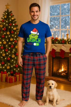 Pijamale barbati - Set pijamale barbati bumbac Colectia Grinch Christmas, sarbatori de Craciun