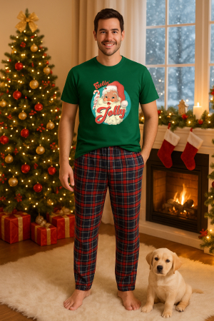 Pijamale barbati - Set pijamale barbati bumbac Colectia Christmas, sarbatori de Craciun