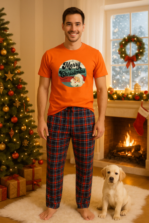 Pijamale barbati - Set pijamale barbati bumbac Colectia Christmas, sarbatori de Craciun