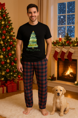 Pijamale barbati - Set pijamale barbati bumbac Colectia Christmas, sarbatori de Craciun