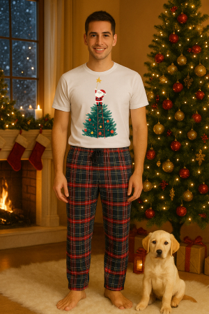 Pijamale barbati - Set pijamale barbati bumbac Colectia Christmas, sarbatori de Craciun