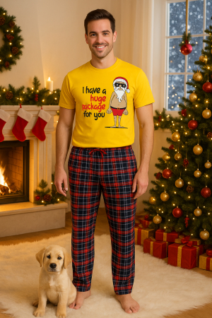 Pijamale barbati - Set pijamale barbati bumbac Colectia Christmas, sarbatori de Craciun