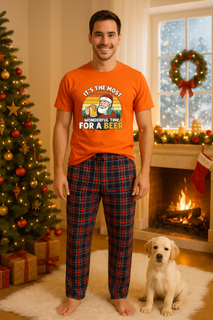 Pijamale barbati - Set pijamale barbati bumbac Colectia Christmas, sarbatori de Craciun