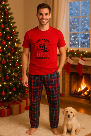 Pijamale barbati - Set pijamale barbati bumbac Colectia Christmas, sarbatori de Craciun