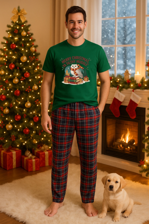 Pijamale barbati - Set pijamale barbati bumbac Colectia Christmas, sarbatori de Craciun