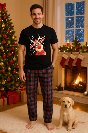 Pijamale barbati - Set pijamale barbati bumbac Colectia Christmas, sarbatori de Craciun